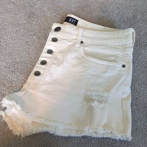 Kut from the Kloth Women's Cream Distressed Shorts Size 10